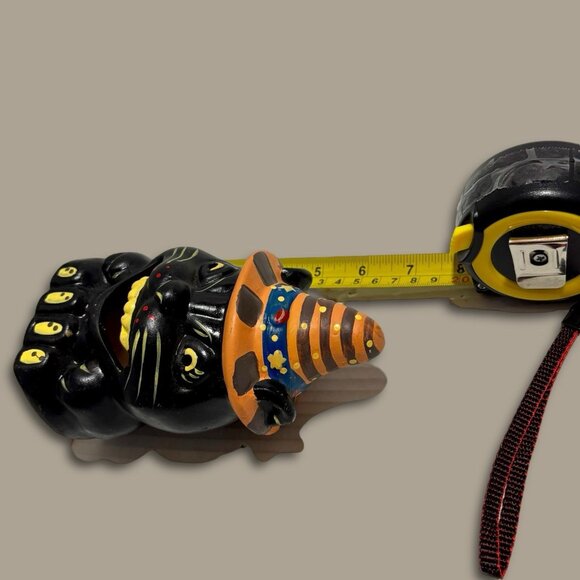 Vintage Ceramic Witches Black Cat Tea Light Holder Statue. RARE Halloween Decor. - Picture 8 of 8